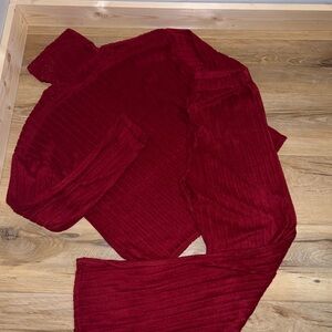 Red Ribbed Knit Sweater and Pants Set